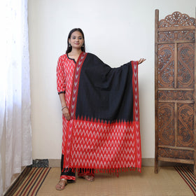  Red Handloom Cotton Pochampally Ikat Kurta Set 