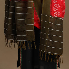 Red - Handloom Cotton Pochampally Missing Ikat Dupatta 15