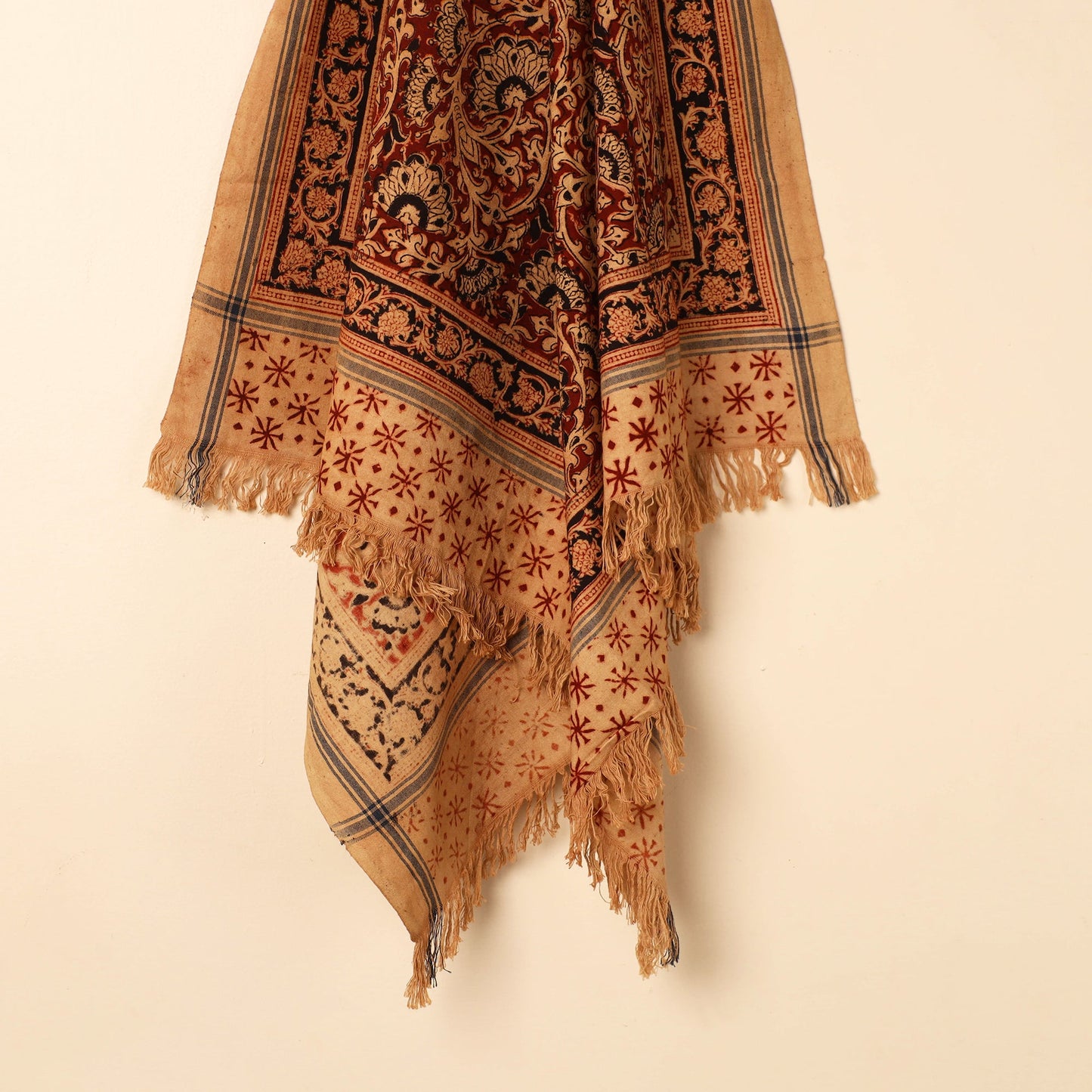  Handloom Cotton Block Printed Pedana Kalamkari Towel 