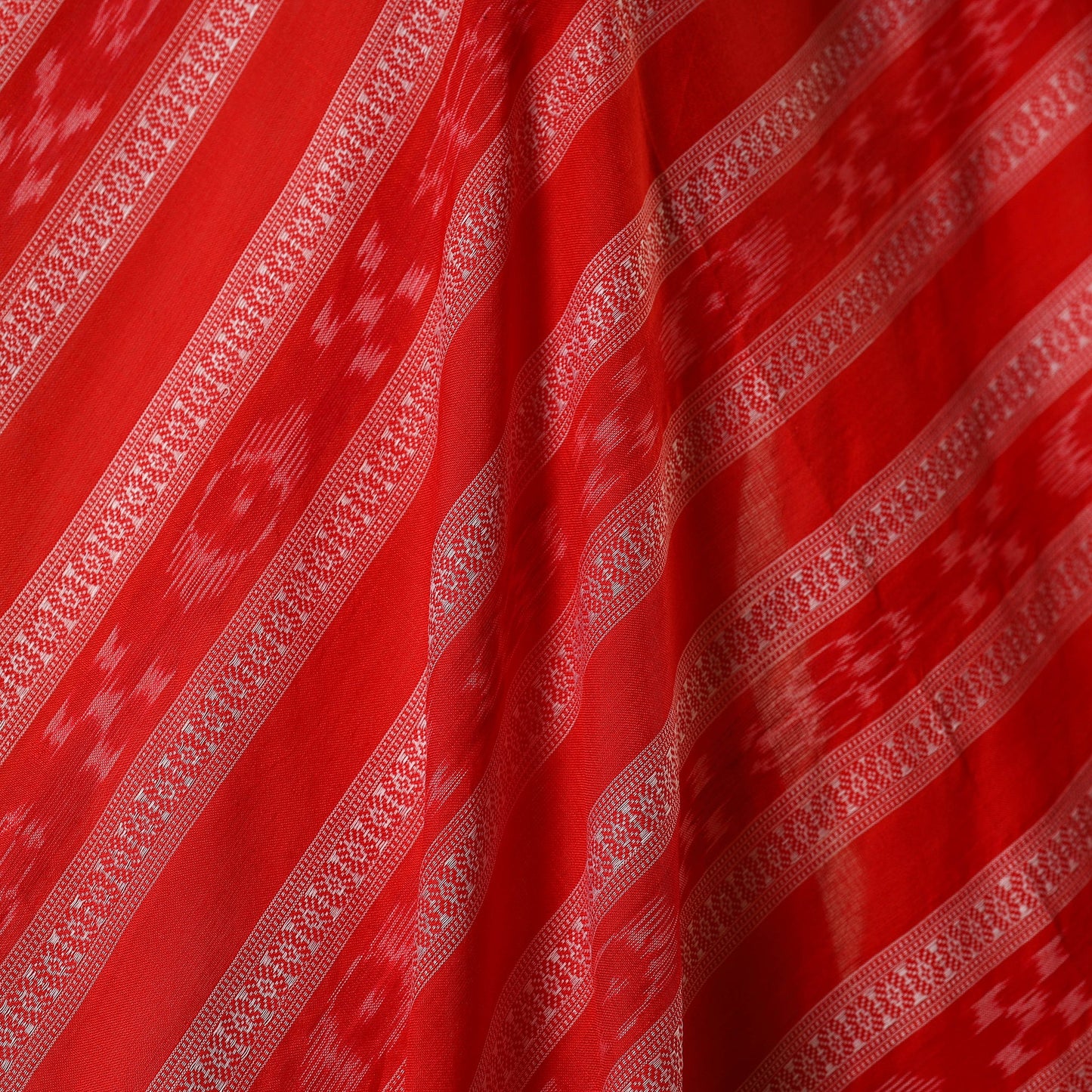Red - handloom cotton sambalpuri ikat fabric 26