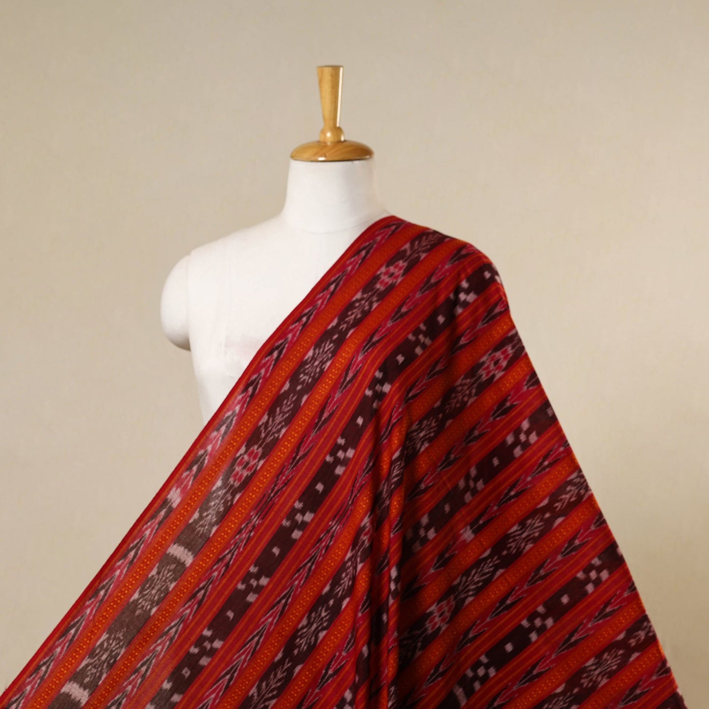 Red - handloom cotton sambalpuri ikat fabric 32