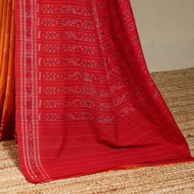 Yellow - red - handloom cotton sambalpuri ikat saree 01