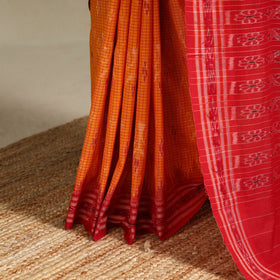 Yellow - red - handloom cotton sambalpuri ikat saree 01
