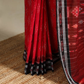 Red - handloom cotton sambalpuri ikat saree 11 - handcrafted