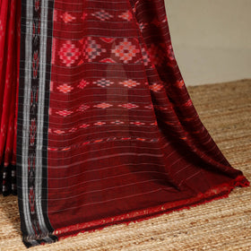 Red - handloom cotton sambalpuri ikat saree 11 - handcrafted