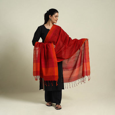 Buy Red Handloom Cotton Srikakulam Jamdani Dupatta