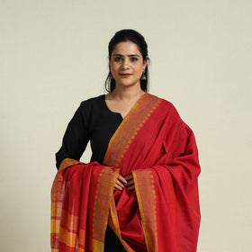  Red Handloom Cotton Srikakulam Jamdani Dupatta