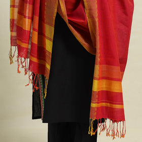  Red Handloom Cotton Srikakulam Jamdani Dupatta
