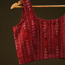 Red - handloom cotton stitched sambalpuri ikat blouse 03