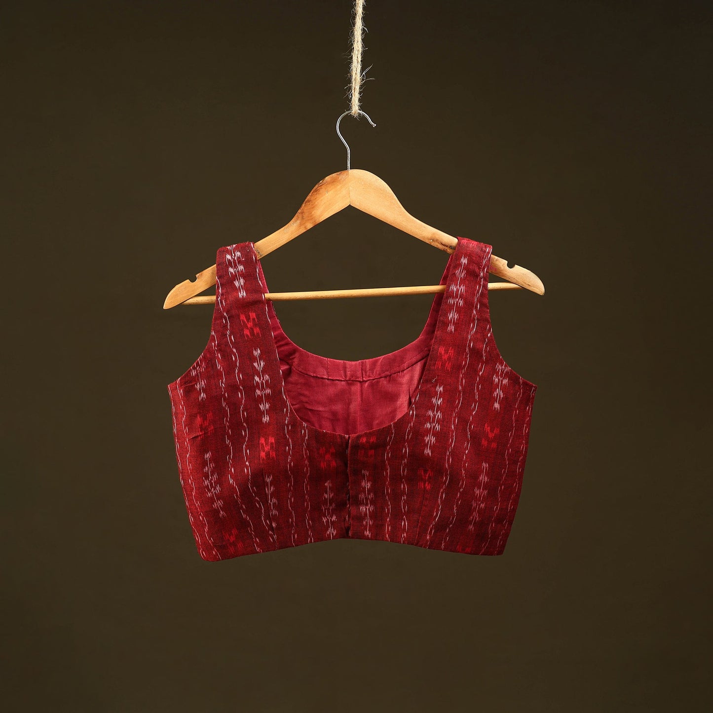 Red - handloom cotton stitched sambalpuri ikat blouse 03