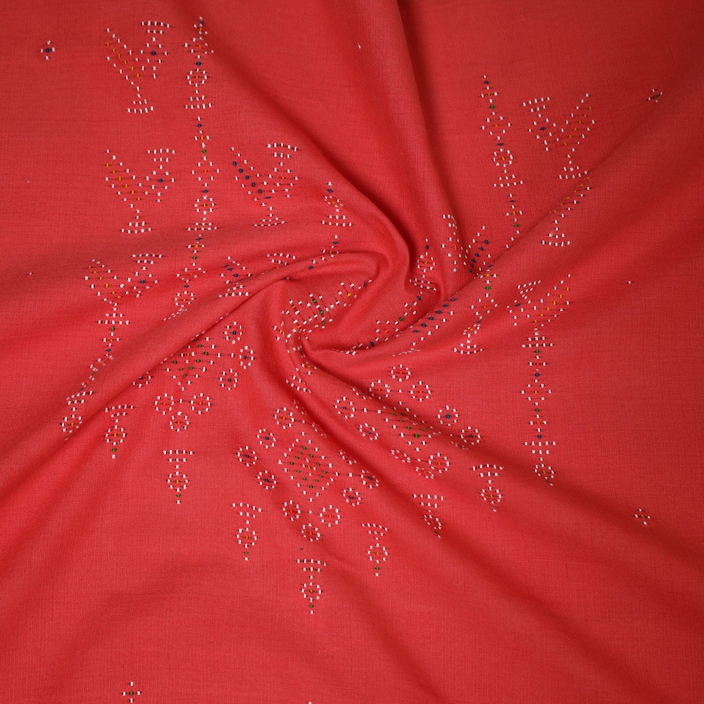 Red - handloom cotton tangaliya kurta material (3m) 04