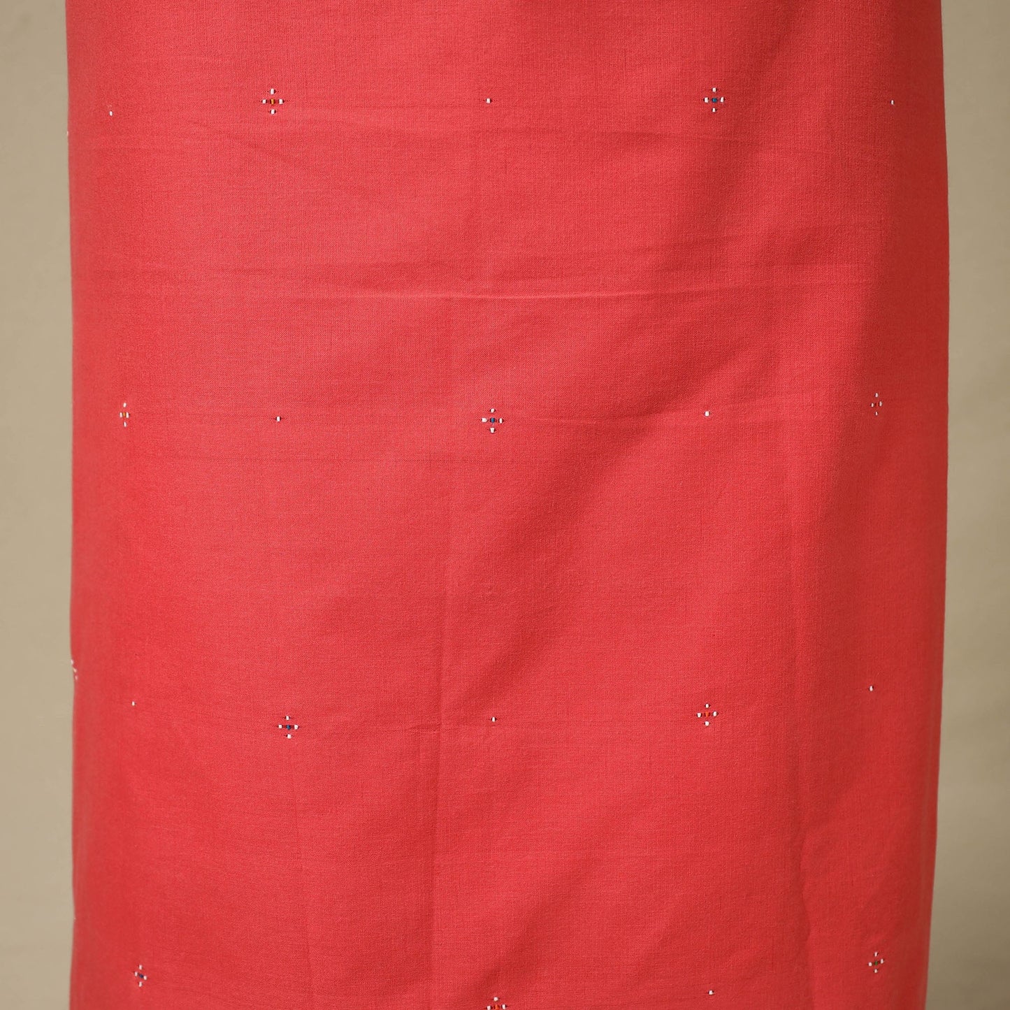 Red - handloom cotton tangaliya kurta material (3m) 04