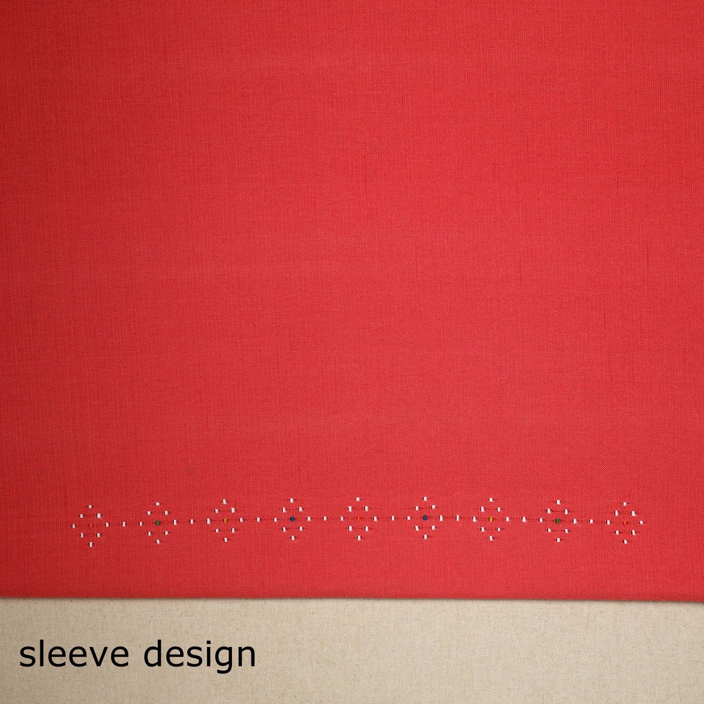 Red - handloom cotton tangaliya kurta material (3m) 04