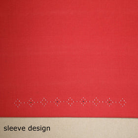 Red - handloom cotton tangaliya kurta material (3m) 04