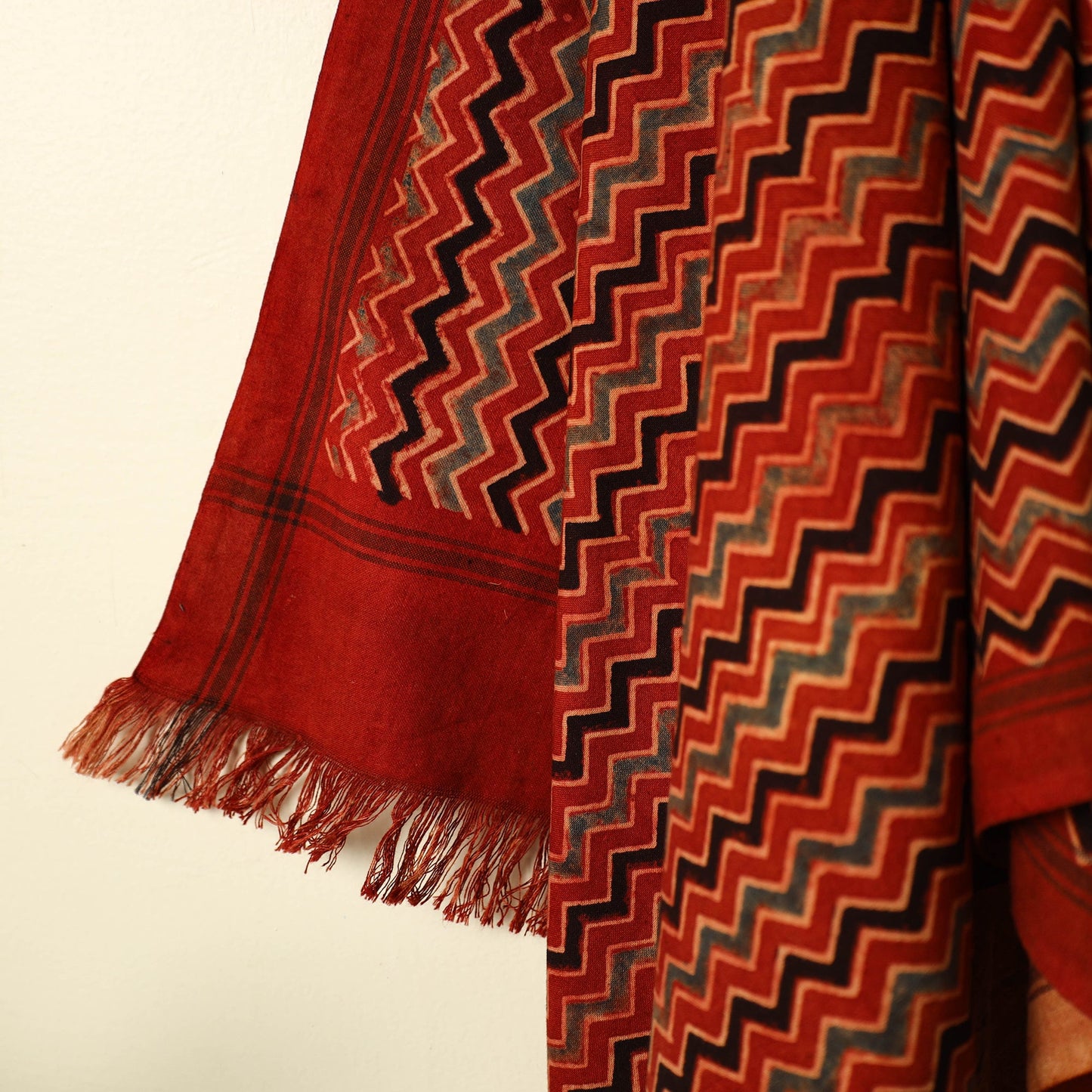 Red - handloom cotton towel 03 - handcrafted