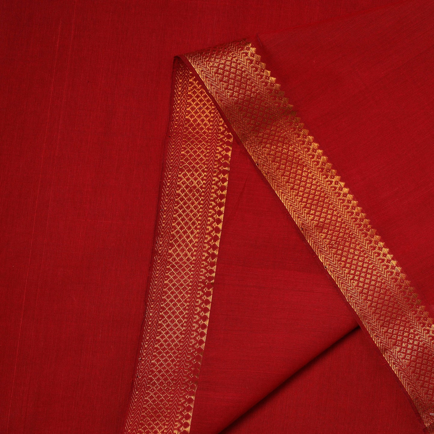 Red - handloom cotton zari border mangalagiri fabric 02