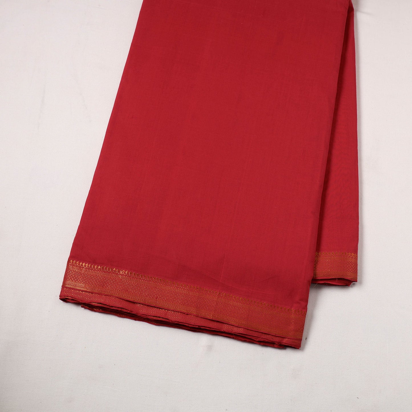 Red - handloom cotton zari border mangalagiri fabric 20