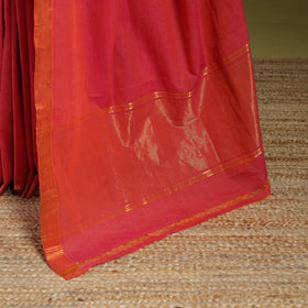 Red - handloom cotton zari border mangalagiri saree 03