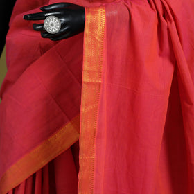 Red - handloom cotton zari border mangalagiri saree 03