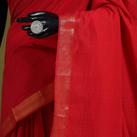 Red - handloom cotton zari border mangalagiri saree 05