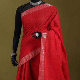 Red - handloom cotton zari border mangalagiri saree 09