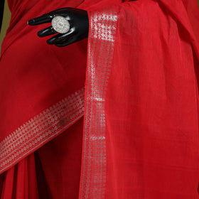Red - handloom cotton zari border mangalagiri saree 09