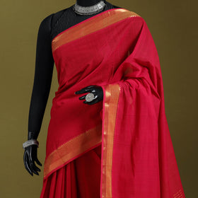Red - handloom cotton zari border mangalagiri saree 29