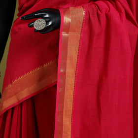 Red - handloom cotton zari border mangalagiri saree 29