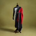 Red - ikat weave cotton sambalpuri dupatta 13 - handcrafted