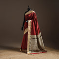 Red - handloom maheshwari saree with ghicha pallu resham