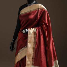 Red - handloom maheshwari saree with ghicha pallu resham