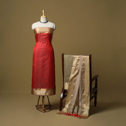 Handloom maheshwari silk 3pc unstitched dress material