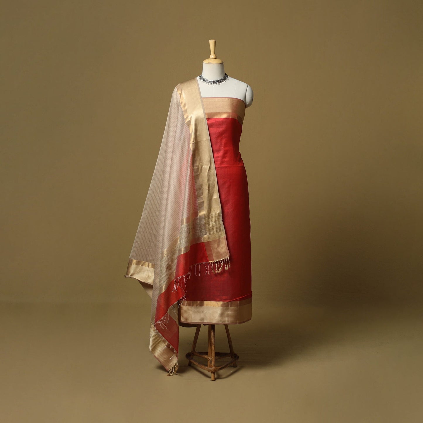 Handloom maheshwari silk 3pc unstitched dress material