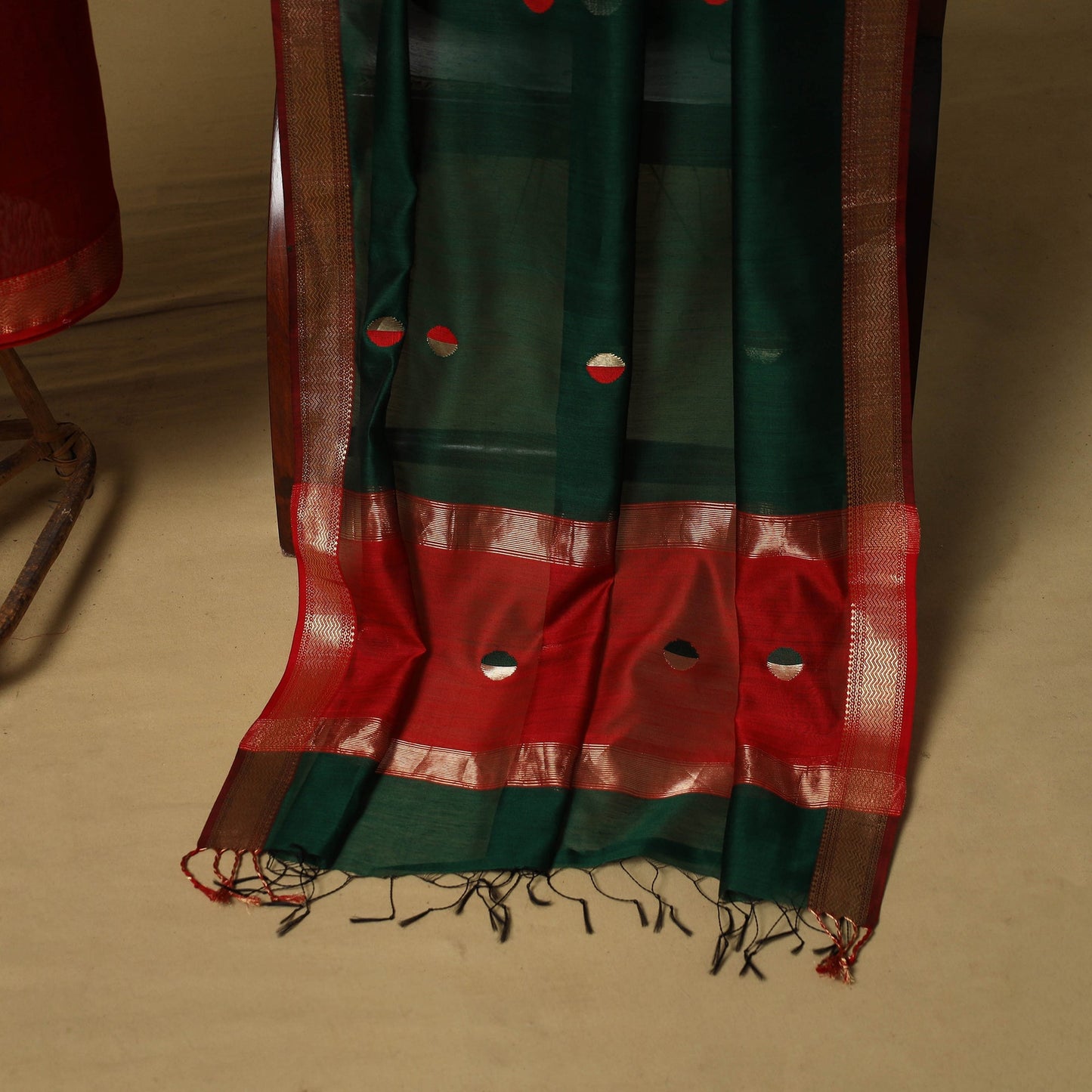 Handloom maheshwari silk buti work 2pc unstitched dress