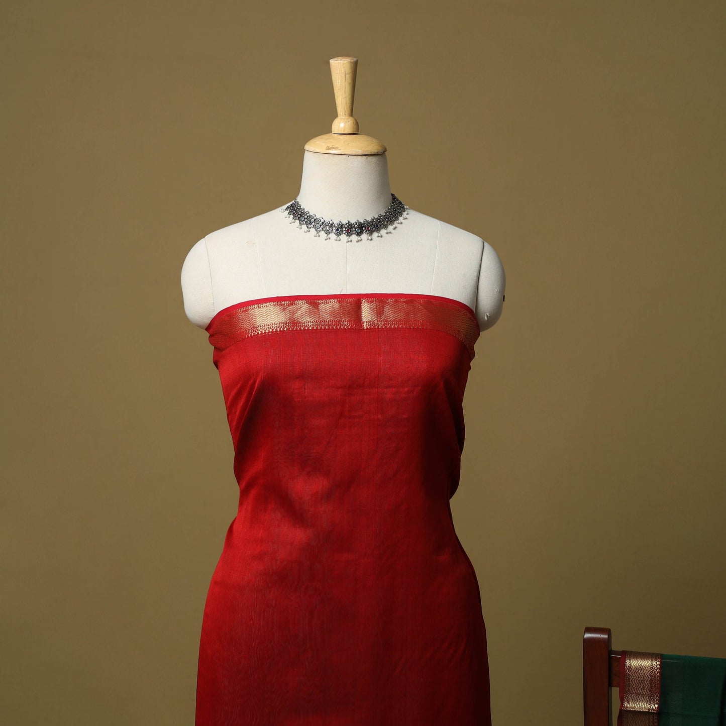 Handloom maheshwari silk buti work 2pc unstitched dress