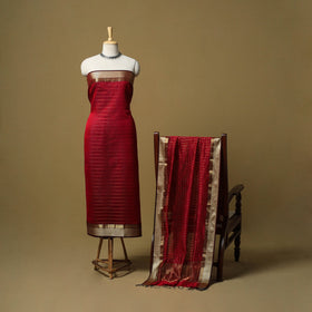 Handloom maheshwari silk tissue zari stripes 2pc unstitched