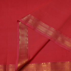 Red Handloom Mangalagiri Cotton Fabric with Zari Border