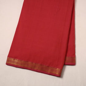 Red Handloom Mangalagiri Cotton Fabric with Zari Border