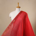 Red Handloom Mangalagiri Cotton Fabric with Zari Border