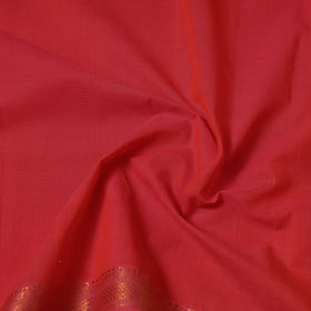 Red Handloom Mangalagiri Cotton Fabric with Zari Border