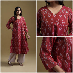 Handloom mercerised cotton pochampally ikat 2pc kurta set