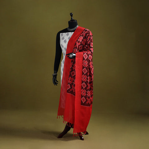 Handloom mercerised cotton pochampally ikat dupatta 02