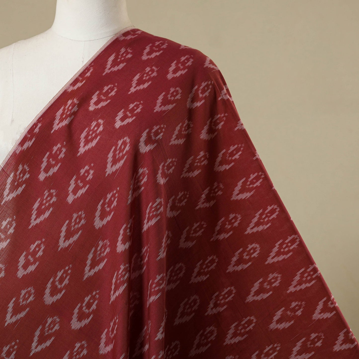 Red - handloom mercerised cotton pochampally ikat fabric 05