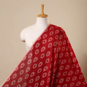 Red Handloom Mercerized Cotton Pochampally Ikat Fabric