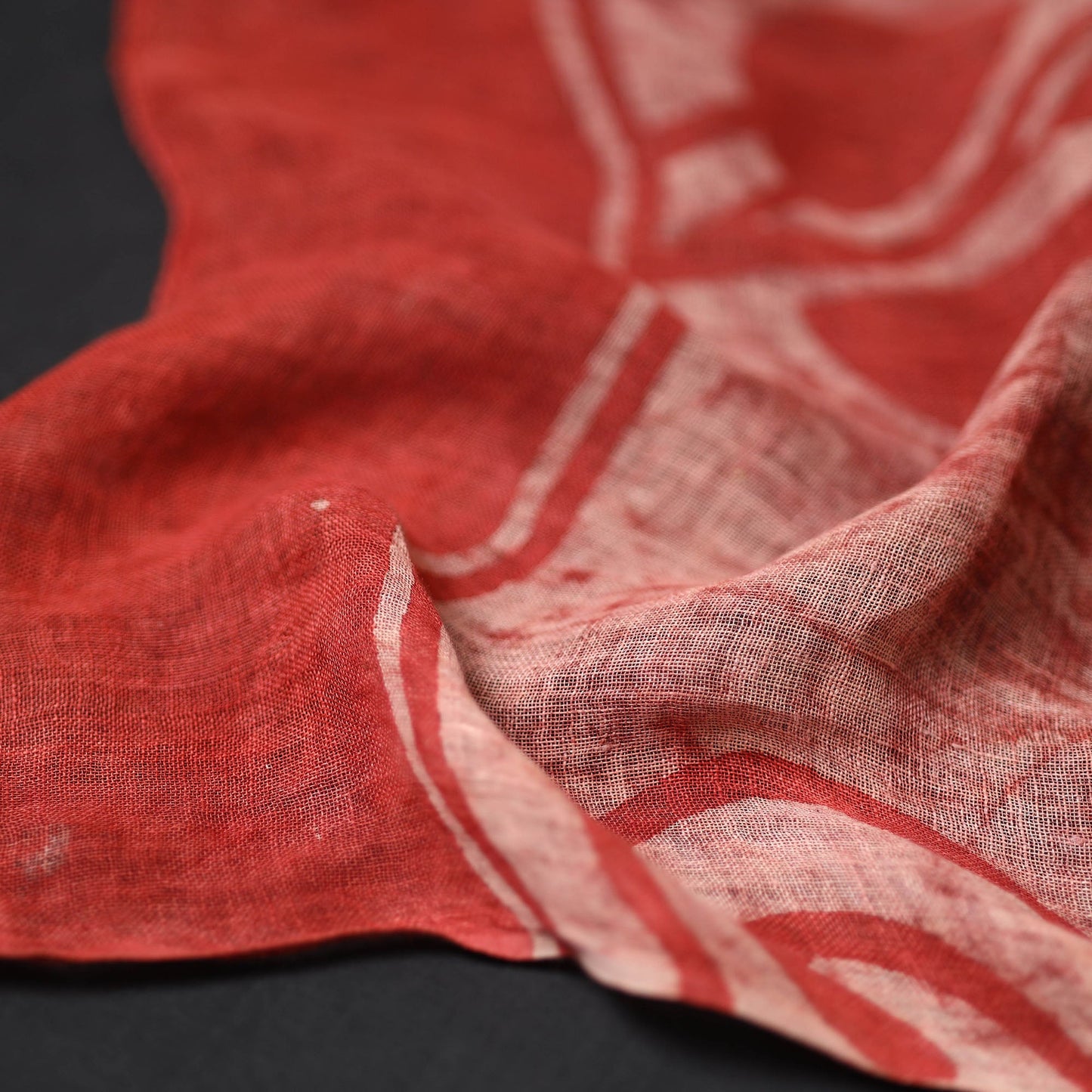 Red - handloom natural dyed linen bindaas stole 05