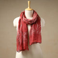 Red - handloom natural dyed linen bindaas stole 05