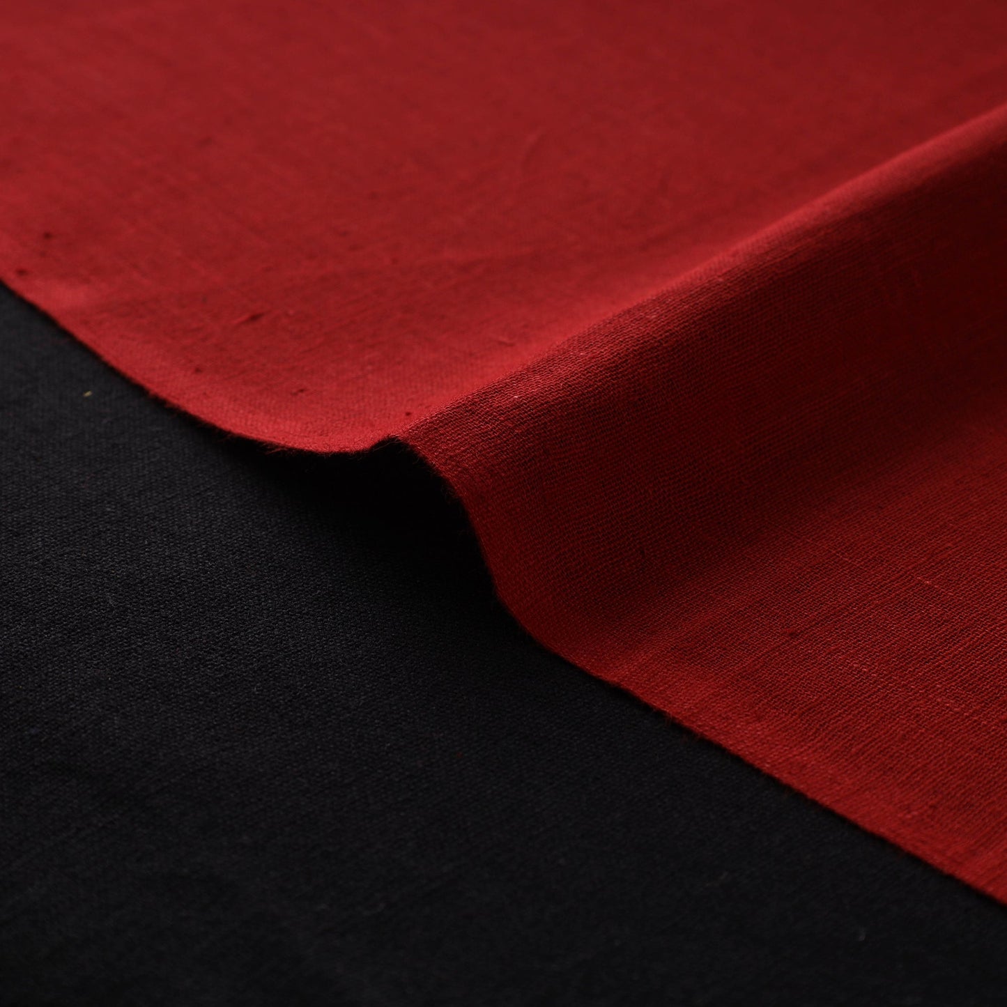 Red - handloom organic kala cotton fabric 08 - handcrafted