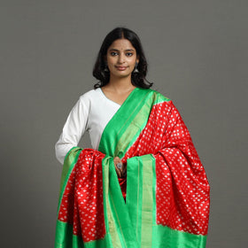 Red - handloom pochampally ikat silk dupatta 05