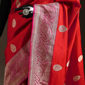 Red - handloom pure katan silk kaduwa zari buti banarasi