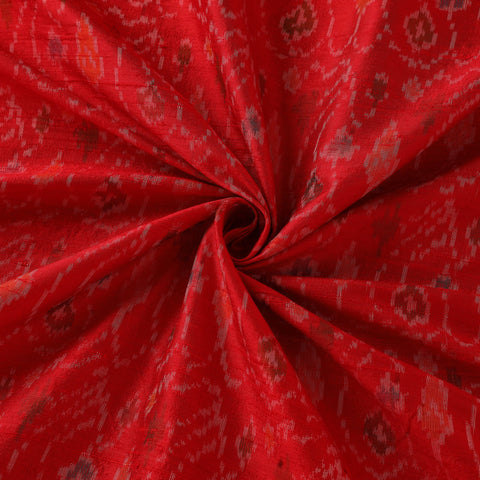 Red - handloom raw silk pochampally ikat fabric 11